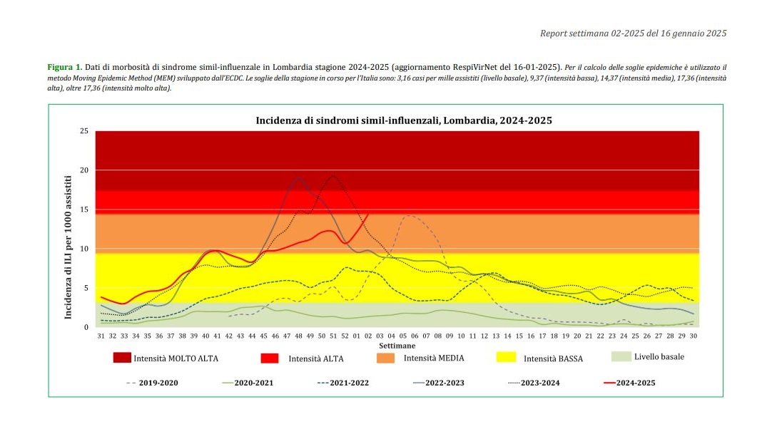 Dati influenza 2025, report settimanale (Foto sito Influnews)