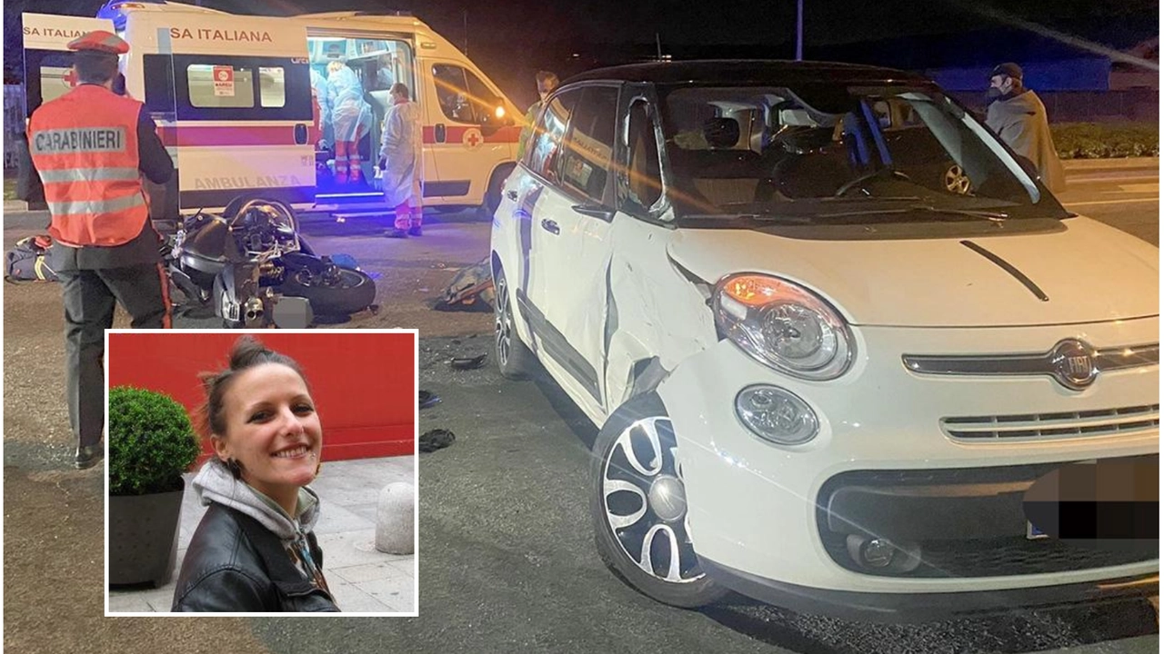 La scena dell'incidente e, nel riquadro, la vittima Francesca Fumagalli