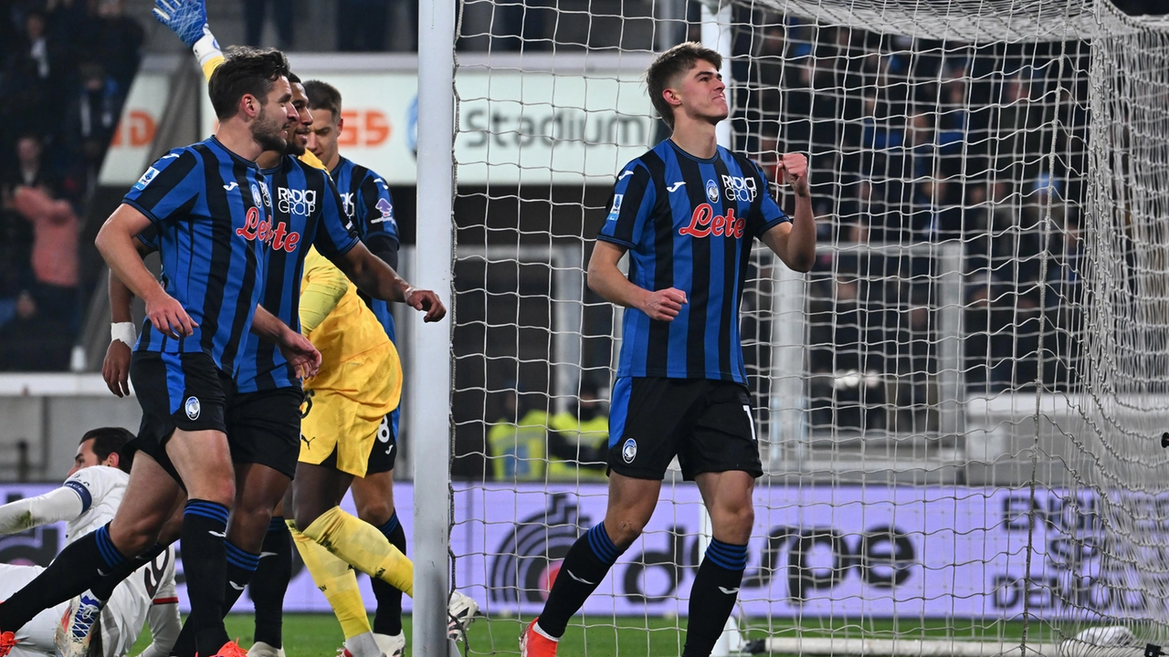 Charles de Ketelaere esulta dopo il gol al Milan Charles de Ketelaere esulta dopo il gol al Milan