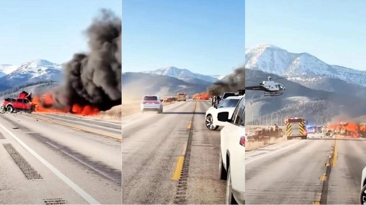 Alcuni fermo immagine tratti da video dell'incidente avvenuto nel parco di Yesllowstone in Idaho (Youtube)