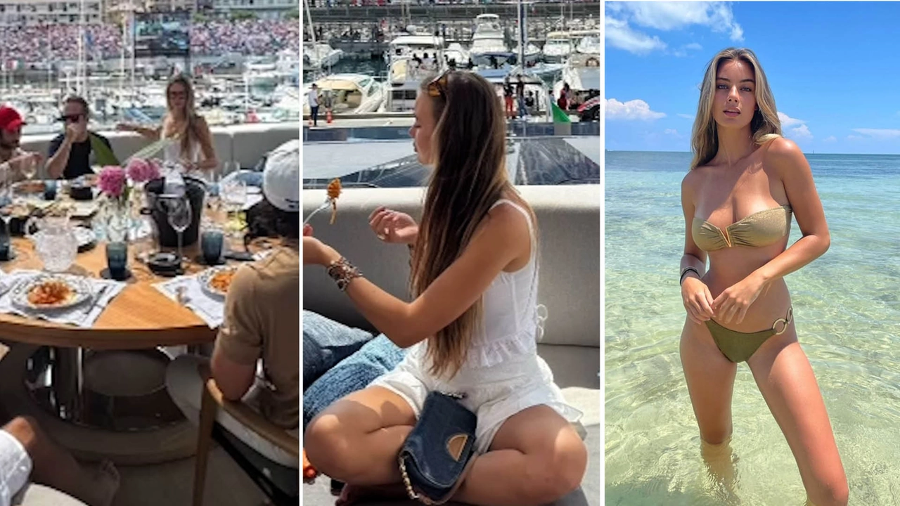 Garance Authié prima sullo yatch di Fedez poi, sulla destra, in una foto dal suo account Instagram