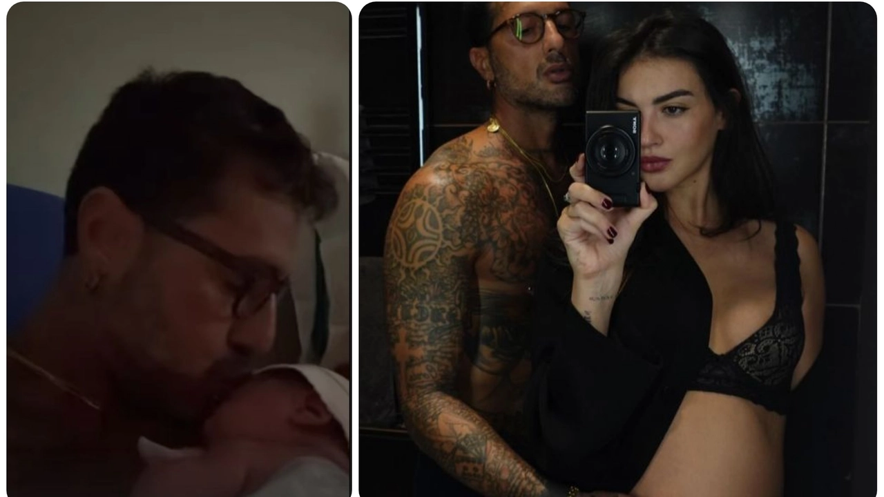 Fabrizio Corona con il piccolo Thiago e con la compagna Sara Barbieri (Foto instagram)