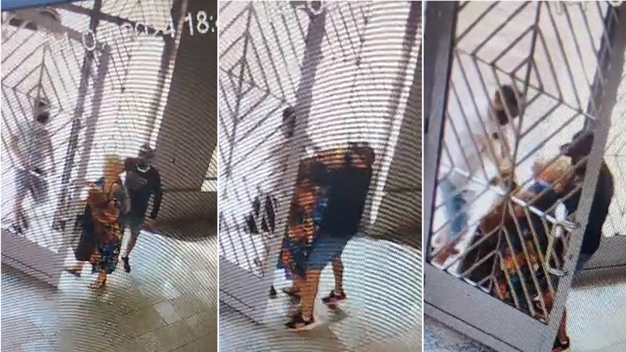 Le immagini della brutale aggressione all'anziana per rubarle luna catenina