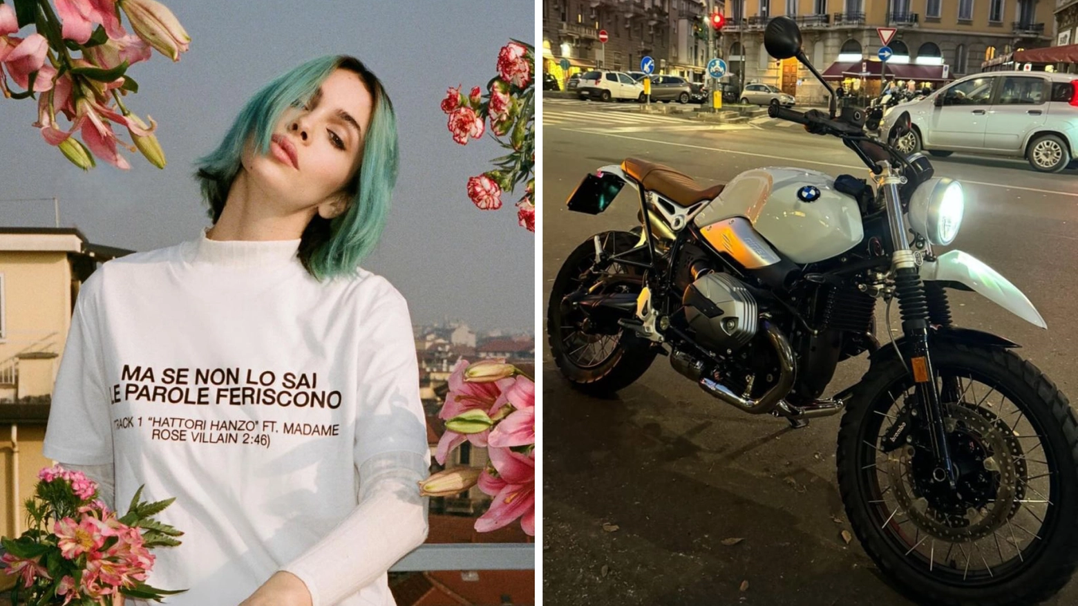 La cantautrice Rose Villain e la foto della sua moto rubata a Milano