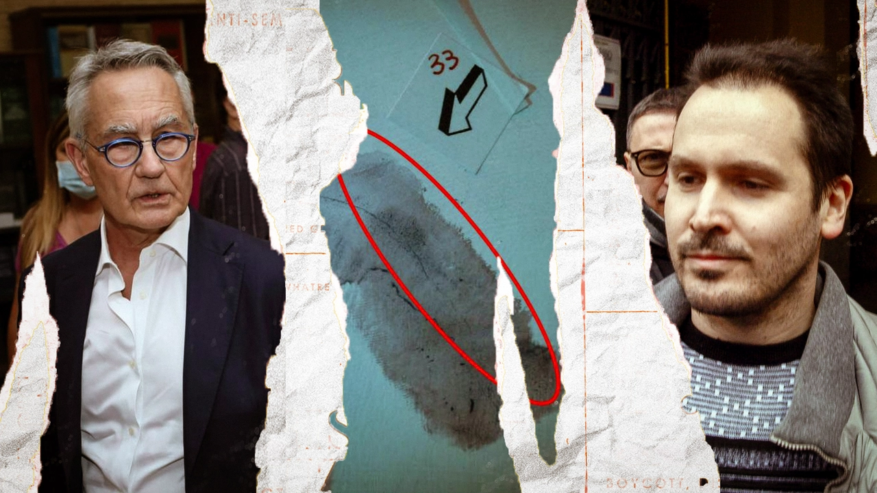 L'impronta 33 (al centro). A sinistra, l'ex comandante del Ris Luciano Garofano. A destra l'indagato, Andrea Sempio L'impronta 33 (al centro). A sinistra, l'ex comandante del Ris Luciano Garofano. A destra l'indagato, Andrea Sempio