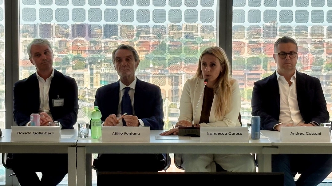 Varese e Gallarate in corsa per diventare ‘Capitale Italiana dell’Arte Contemporanea 2027’. Da sinistra Davide Galimberti, Attilio Fontana, Francesca Caruso e Andrea Cassani