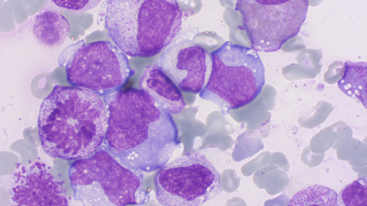 Cellule del sangue con vacuoli da campioni di pazienti Vexas