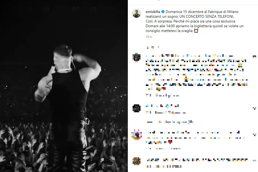 Il post di Emis Killa sul proprio profilo Instagram