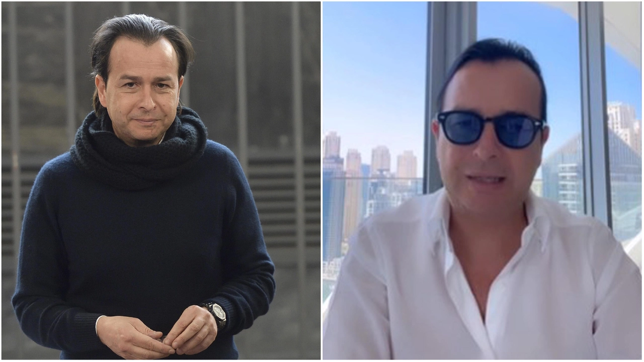 Due immagini di Danilo Coppola: qualche anno fa in aula e, a destra, un frame di un recente video pubblicato in rete quando l'ex immobiliarista si trovava a Dubai