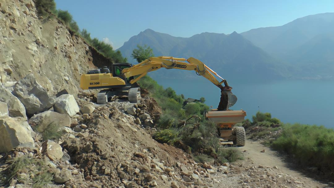La frana sul Monte Saresano. Iniziato l’intervento al piede La frana sul Monte Saresano. Iniziato l’intervento al piede