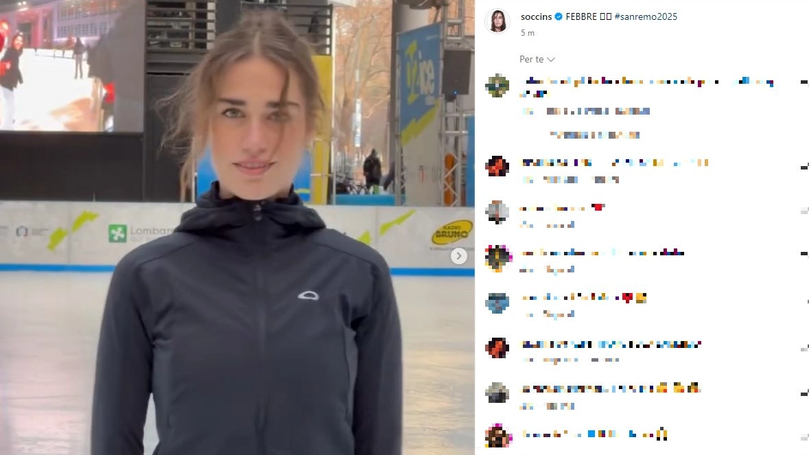 Clara alla pista di pattinaggio sotto il palazzo di regione Lombardia (Foto post Instagram)