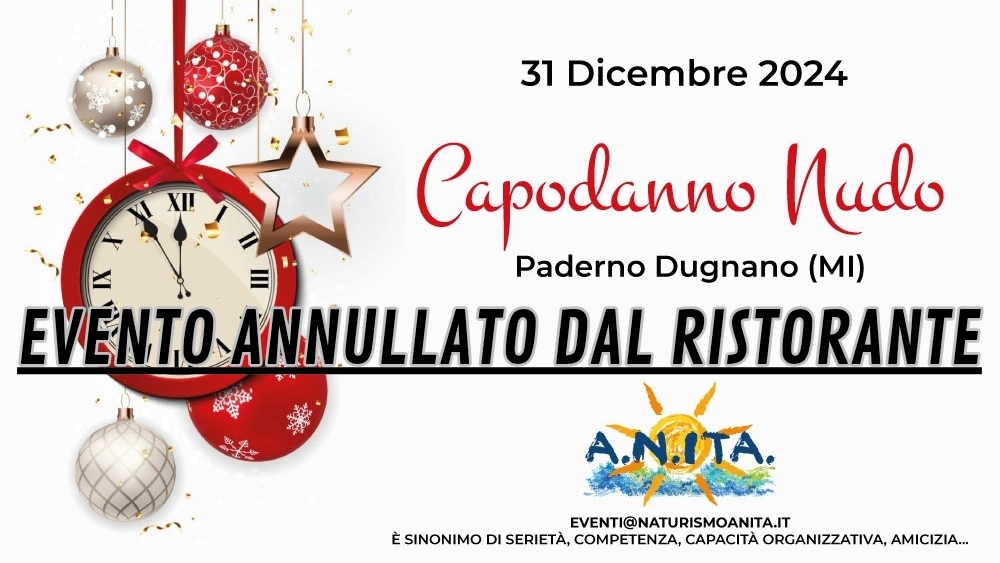 L'annuncio online dell'associazione dei naturisti italiani: la festa è annullata