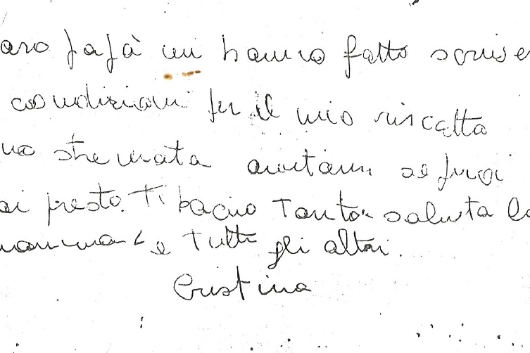 L'ultima lettera scritta da Cristina Mazzotti