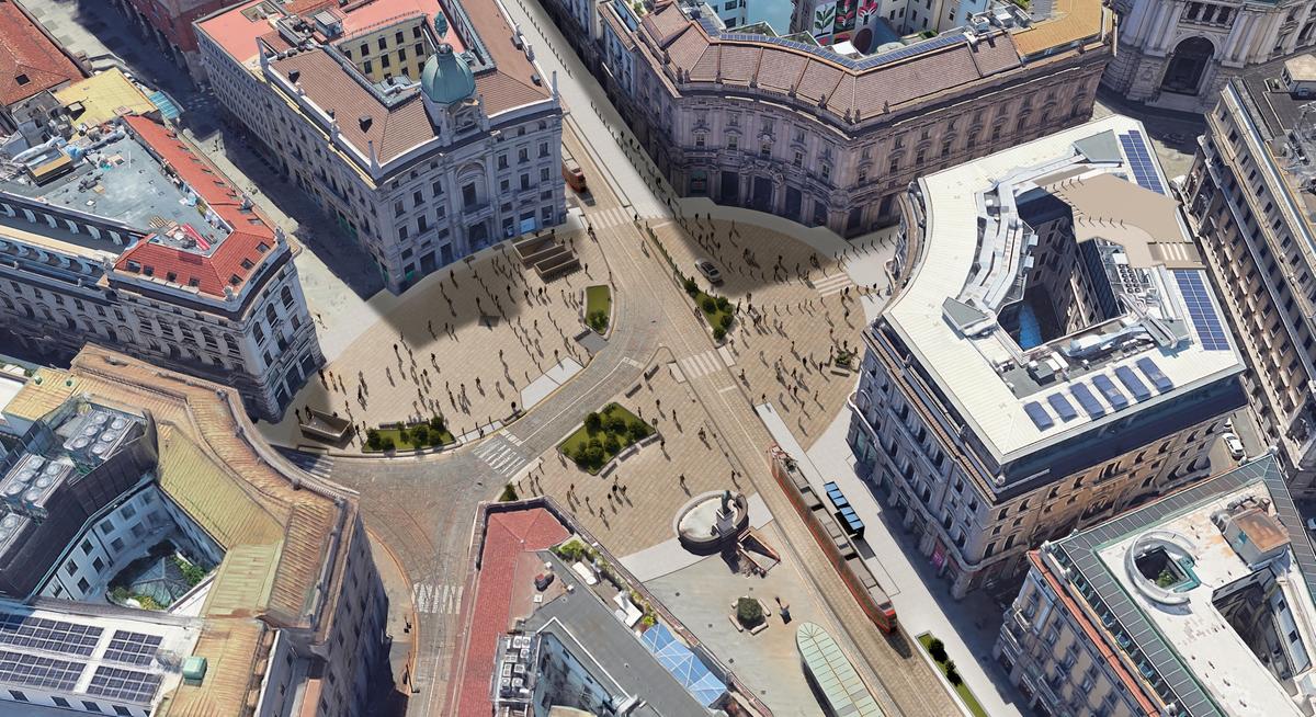 centro storico orfano di verde contrordine in piazza cordusio nella nuova piazza arrivano le aiuole