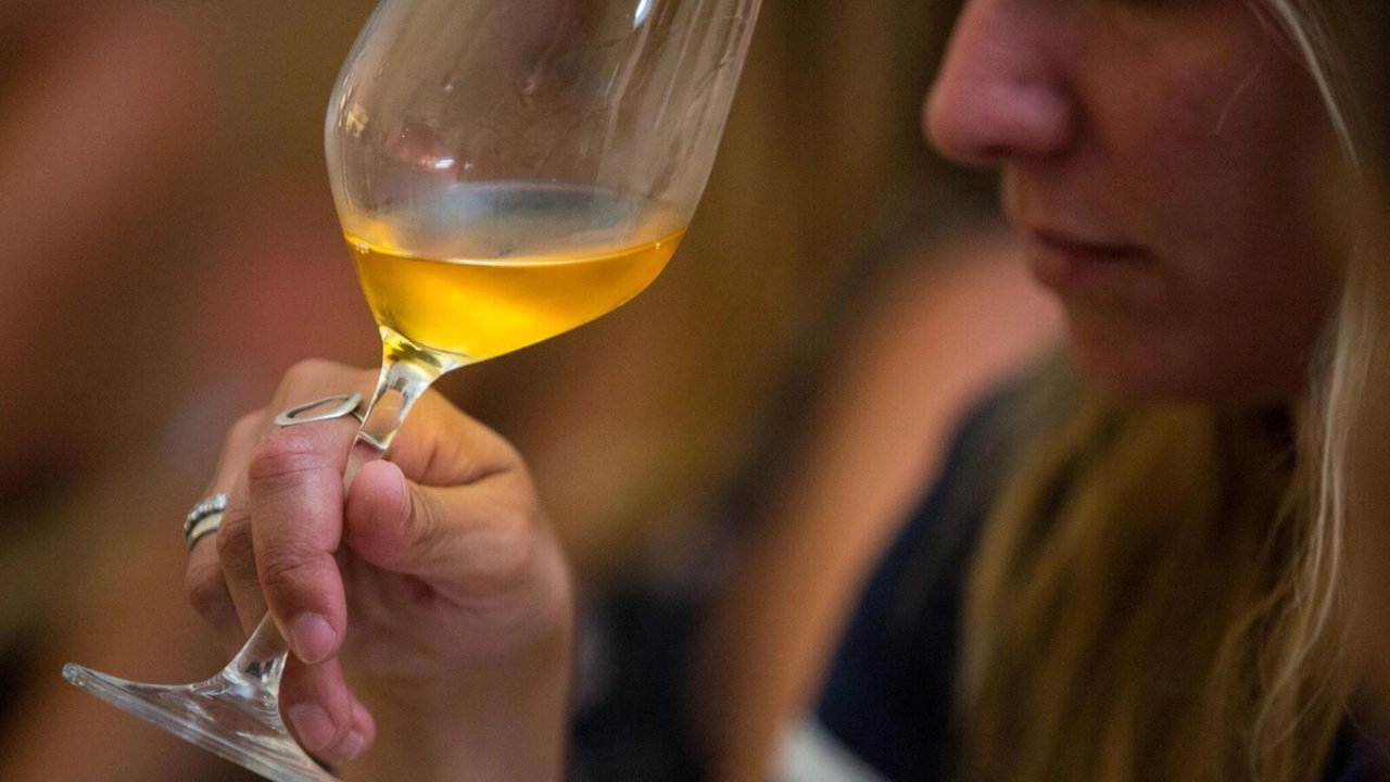 Una donna beve un calice di vino Una donna beve un calice di vino