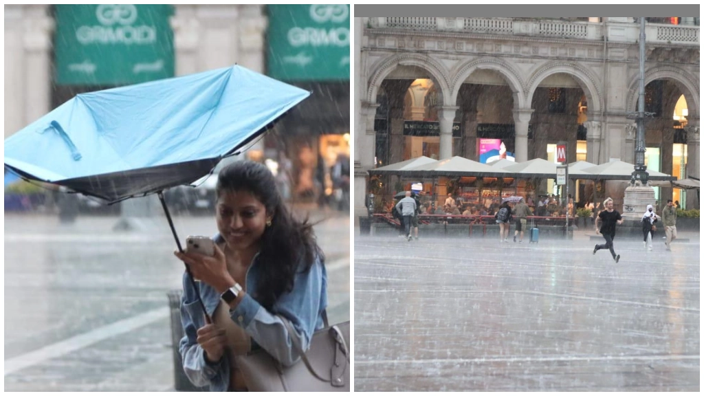 Un improvviso temporale a Milano Un improvviso temporale a Milano