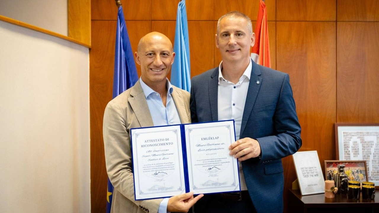 Il sindaco di Lecco Mauro Gattinoni con András Nemény, collega di Szombathely