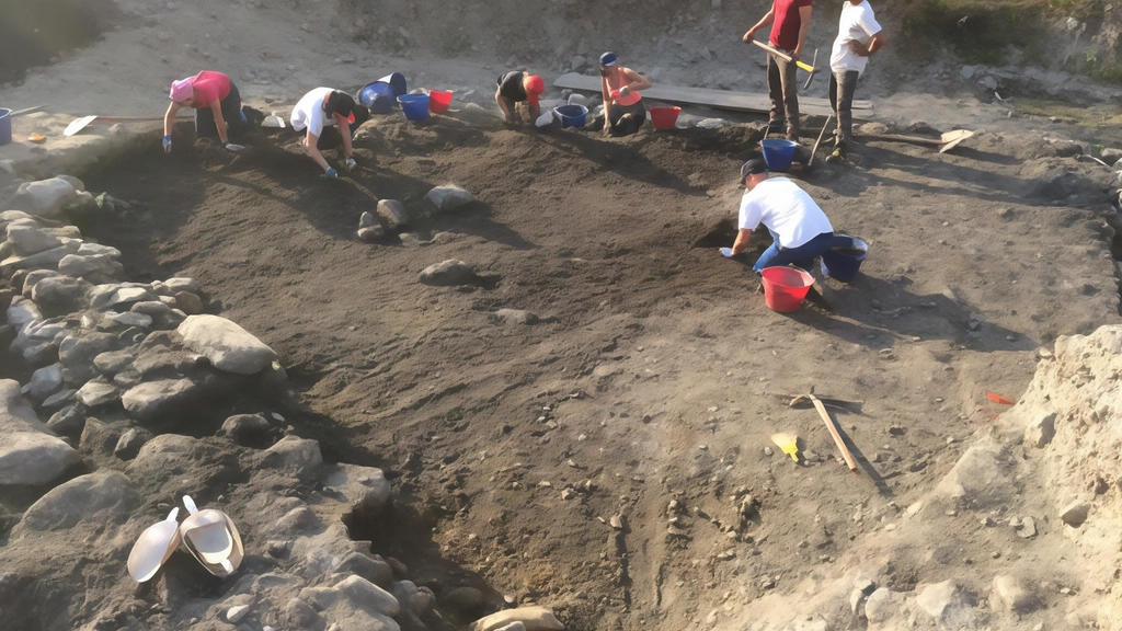 Gli archeologi al lavoro dove un insediamento fu spazzato via da una frana nel 1618 Gli archeologi al lavoro dove un insediamento fu spazzato via da una frana nel 1618