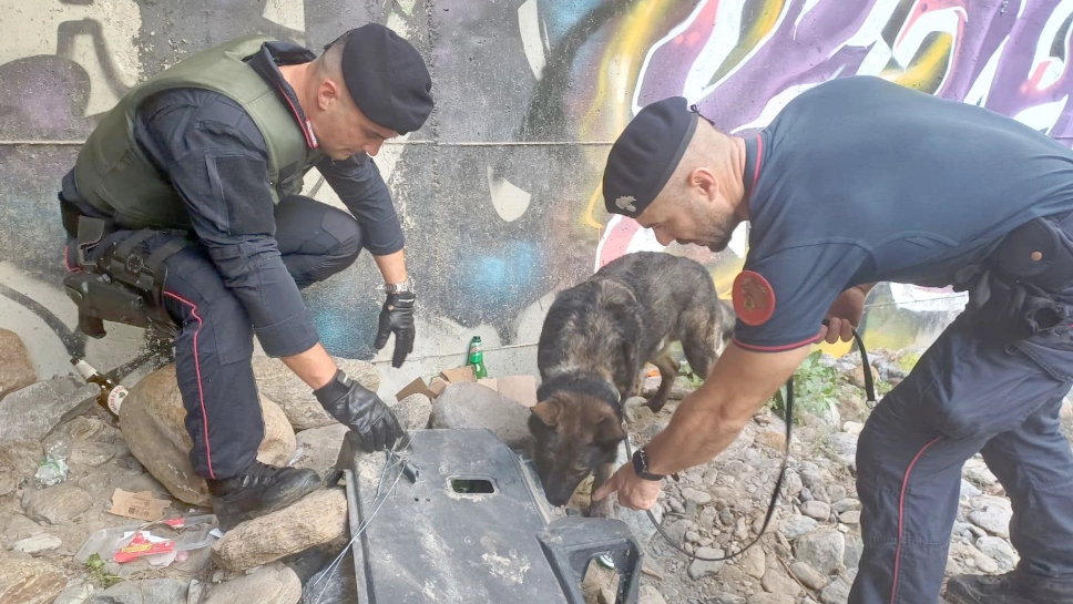 I carabinieri con il cane antidroga Mitck I carabinieri con il cane antidroga Mitck