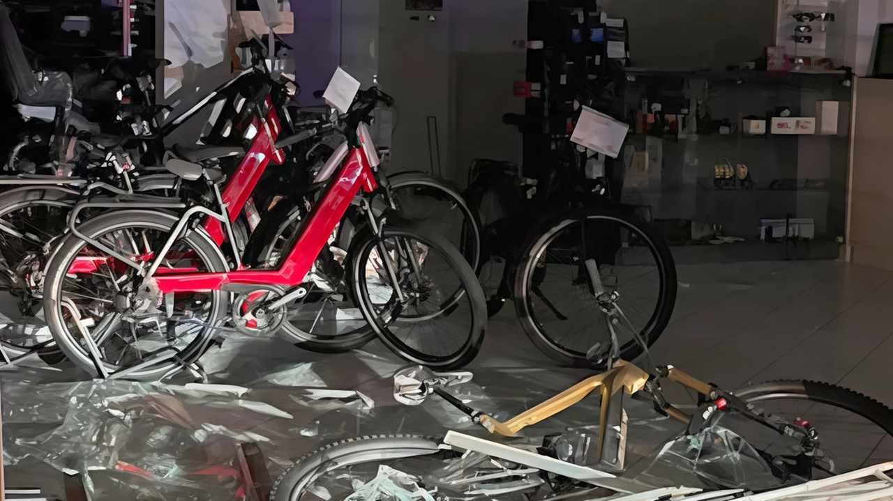 I ladri hanno sfondato la saracinesca del negozio di biciclette con un furgone I ladri hanno sfondato la saracinesca del negozio di biciclette con un furgone