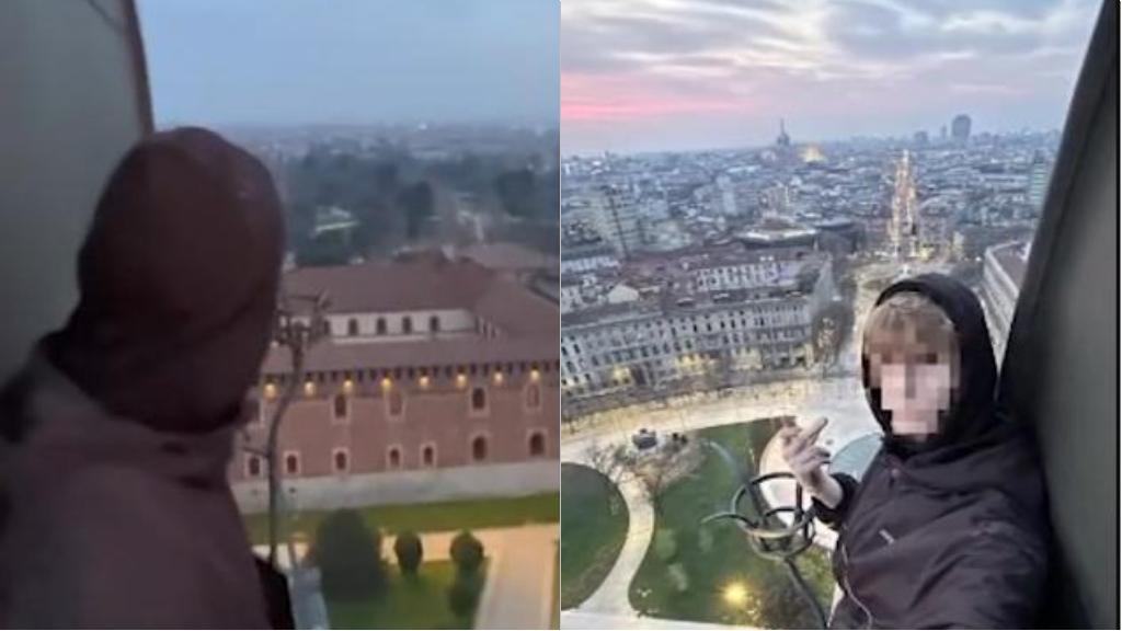 Il climber invisibile espugna il Castello Sforzesco all’alba: la scalata abusiva in un video social. “Allarme emulazioni”