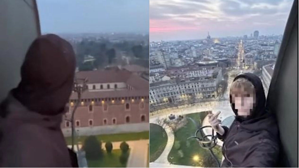 Il giovane in due frame del video pubblicato sui social