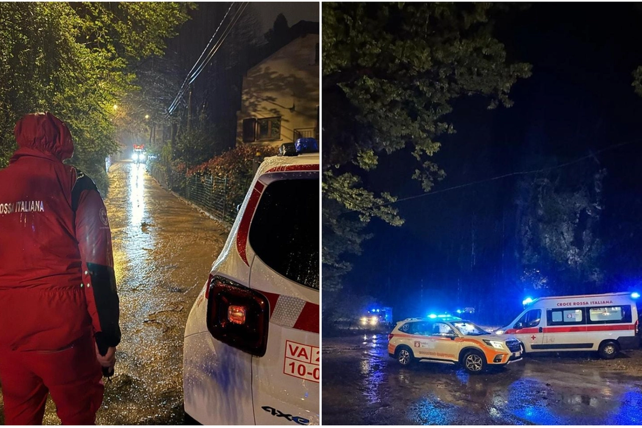 Due foto degli interventi della Croce Rossa a causa del maltempo a Varese (FB Cri Varese)