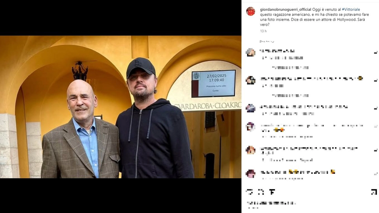 Il post Instagram di Giordano Bruno Guerri, presidente del Vittoriale, insieme a Leonardo Di Caprio