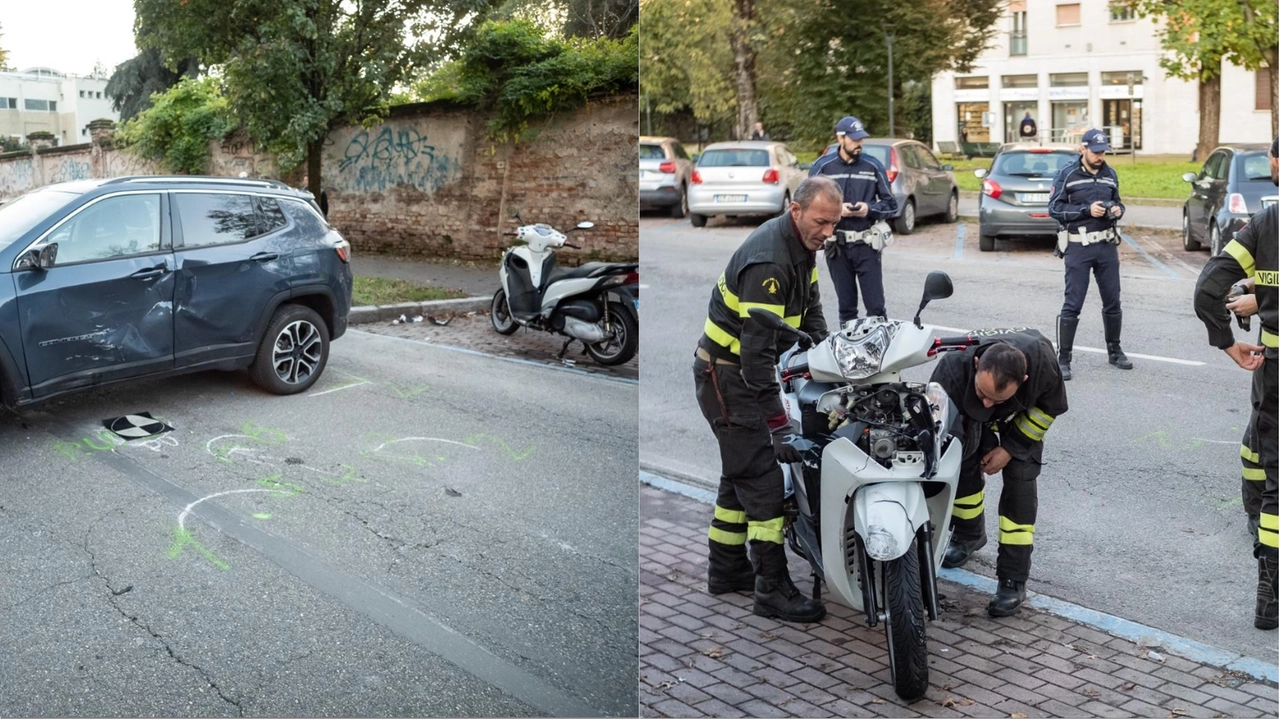 L'auto e il motorino coinvolti nell'incidente in via Livigno, a Milano L'auto e il motorino coinvolti nell'incidente in via Livigno, a Milano