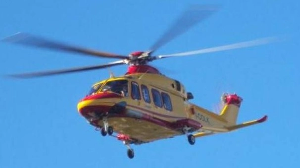 L'elisoccorso in azione per un incidente
