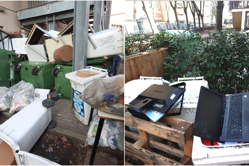 La situazione all'interno dell'Istituto Severi Correnti dopo l'occupazione (Foto Salmoirago)