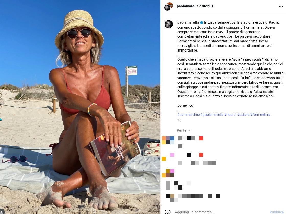 Paola Marella a Formentera, in uno scatto ricordo sul suo profilo Instagram