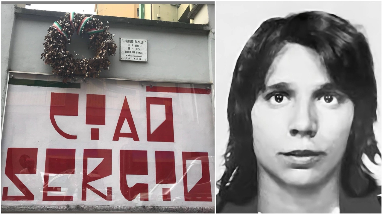 Il murales dedicato a Sergio Ramelli in via Paladini, dove il giovane militante missino (a destra), fu aggredito