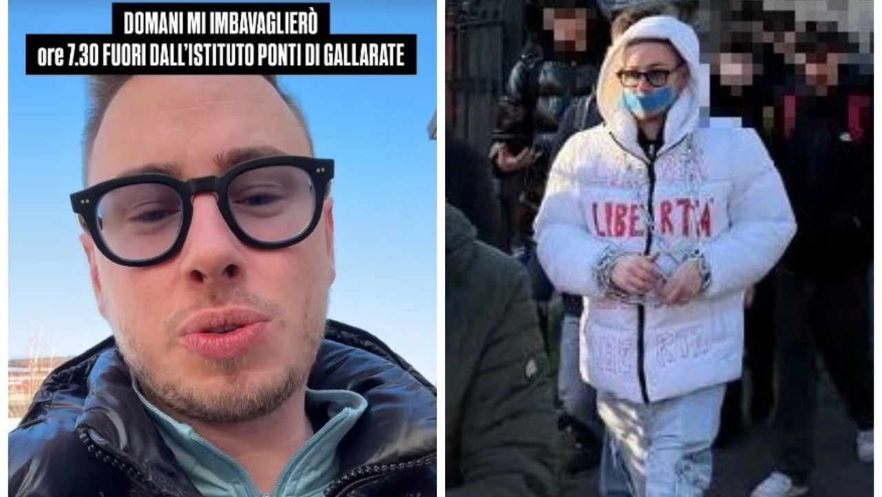 Max Felicitas imbavagliato all'istituto Ponti di Gallarate (Frame video Instagram) Max Felicitas imbavagliato all'istituto Ponti di Gallarate (Frame video Instagram)