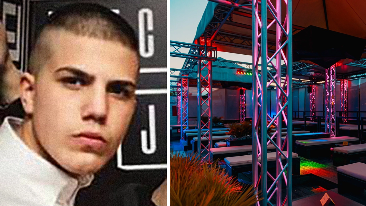 Omar Bassi, il ragazzo di 23 anni morto il 5 agosto. A destra, la discoteca Dolce Beach