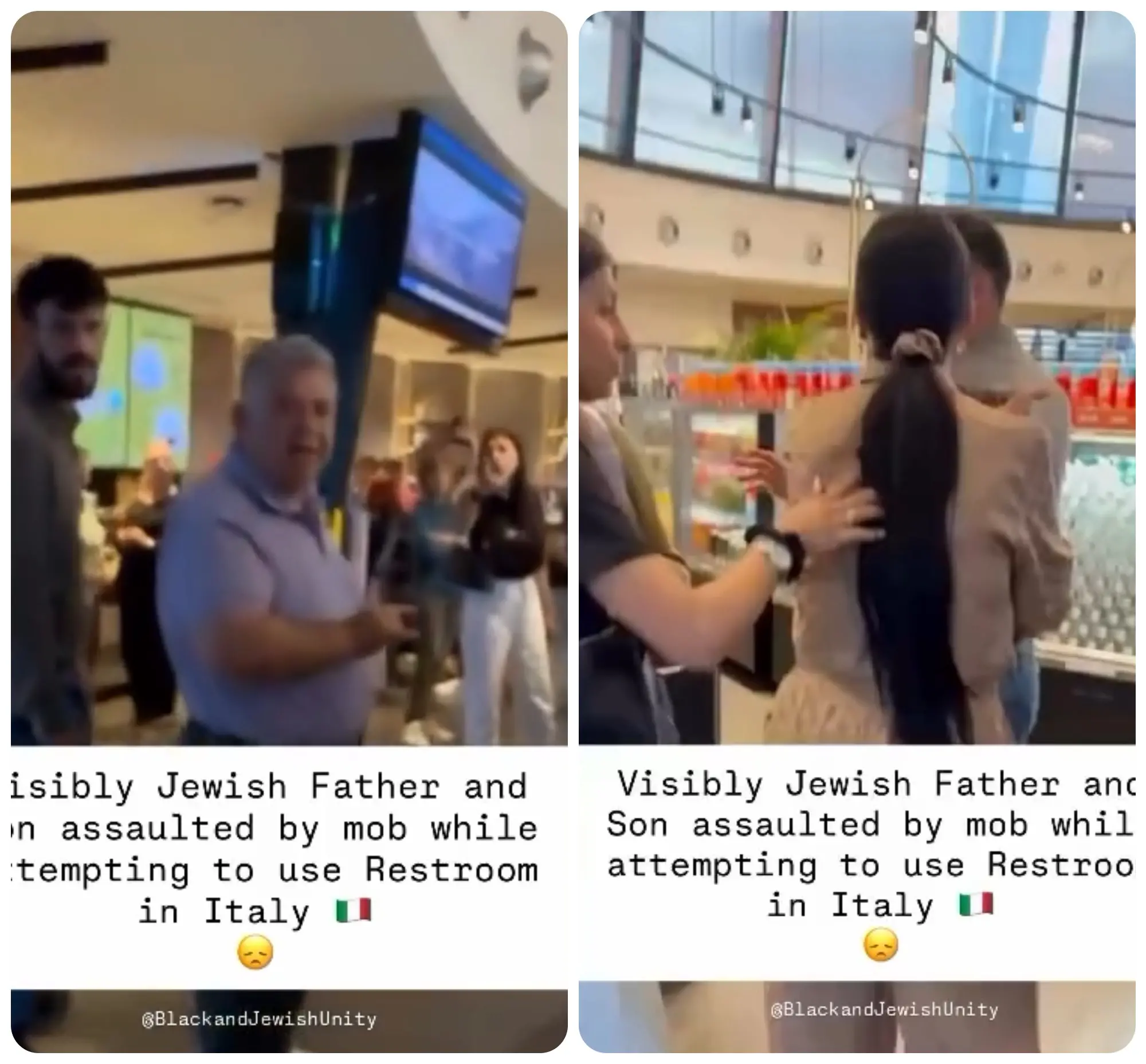 Aggressione antisemita a papà e figlio con la kippah in autogrill: “Ebrei assassini, Palestina libera”. Il padre: “Insultato e preso a calci”
