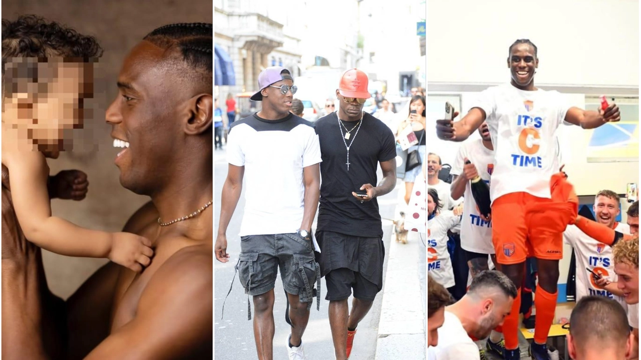 Enock Barwuah e il figlio Noah; Enock con il fratello Mario Balotelli; Enock festeggia la promozione dell'Ospitaletto in C Enock Barwuah e il figlio Noah; Enock con il fratello Mario Balotelli; Enock festeggia la promozione dell'Ospitaletto in C