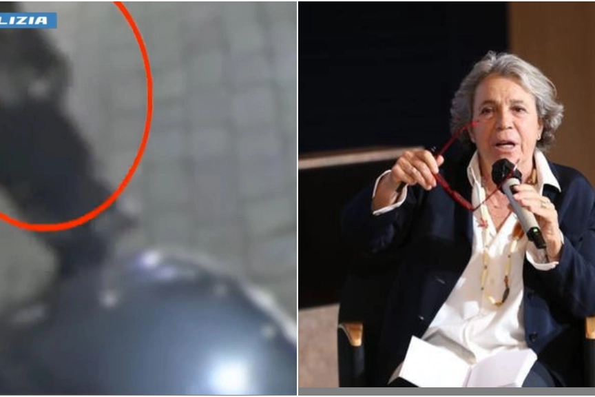 A sinistra un frame dalla videosorveglianza, a destra Andrée Ruth Shammah