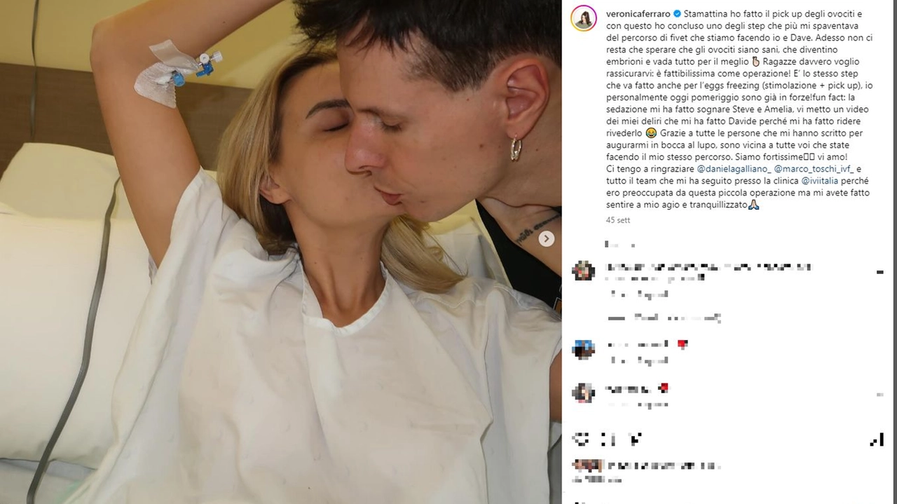 Veronica Ferraro e Davide Simonetta nel giorno del pick up degli ovociti (Foto profilo Instagram)