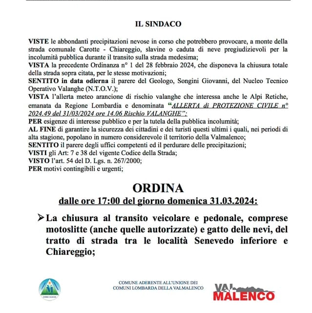 Ordinanza Valmalneco