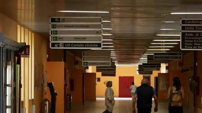 Uno dei corridoi dell’ospedale di Vigevano (Sacchiero)