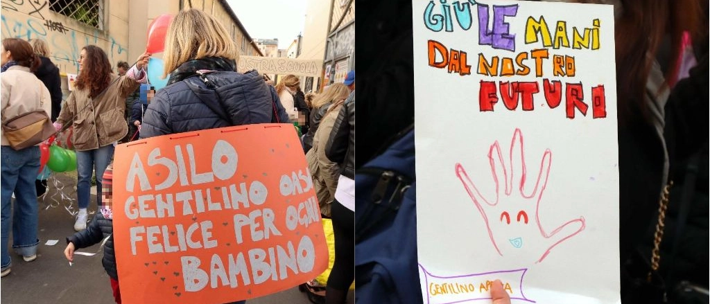 Milano, bambini e adulti insieme per difendere la scuola “che è una vera istituzione per il quartiere”. Per il prossimo anno nessuna nuova iscrizione (e quindi nessuna garanzia sul futuro)