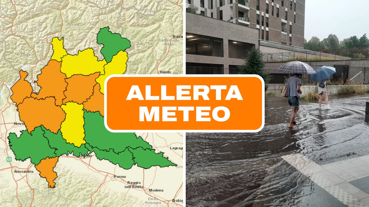 A sinistra, le zone della Lombardia soggette ai vari gradi di allerta meteo ideogologica prevista per domani venerdì 18 ottobre A sinistra, le zone della Lombardia soggette ai vari gradi di allerta meteo ideogologica prevista per domani venerdì 18 ottobre