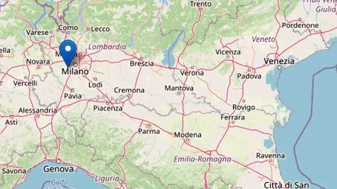 E' stata di magnitudo 3.8, la scossa di terremoto registrata in provincia di Milano alle 16.59. Lo precisa l'Istituto Nazionale di Geofisica e Vulcanologia (Ingv), comunicando i dati rivisti, 17 dicembre 2020.   ANSA / INGV  +++ ANSA PROVIDES ACCESS TO THIS HANDOUT PHOTO TO BE USED SOLELY TO ILLUSTRATE NEWS REPORTING OR COMMENTARY ON THE FACTS OR EVENTS DEPICTED IN THIS IMAGE; NO ARCHIVING; NO LICENSING +++