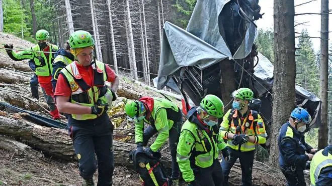 Inspection of Carabinieri and Soccorso Alpino where the cable car accident  crashed in Mottarone Stresa, Milan, Italy, 26 May 2021. ANSA/ALESSANDRO DI MARCO