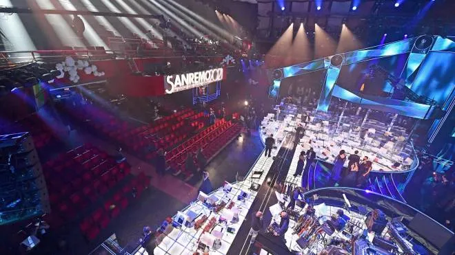 An internal view of the stage of the Ariston theatre during the 71st Sanremo Italian Song Festival, Sanremo, Italy, 02 March 2021. The festival runs from 02 to 06 March.    ANSA/ETTORE FERRARI
