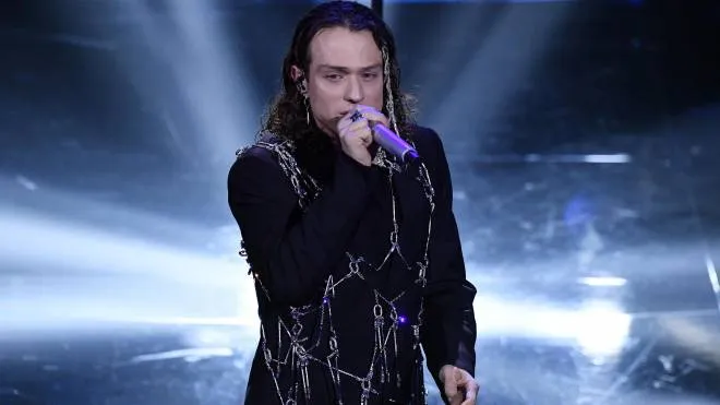 Italian singer Irama performs on stage at the Ariston theatre during the 72nd Sanremo Italian Song Festival, Sanremo, Italy, 05 February 2022. The music festival runs from 01 to 05 February 2022. ANSA/ETTORE FERRARI