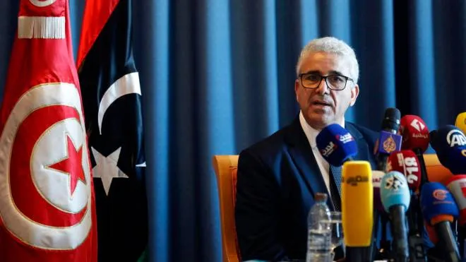 A file image made available on 10 February 2022 shows Libyan Interior Minister Fathi Bashagha during a press conference in Tunis, Tunisia, 26 December 2019 (issued 10 February 2022). Libya's East-based parliament appointed former Interior minister Fathi Bashagha to replace Abdul Hamid Dbeibah as head of a new interim government. ANSA/STRINGER