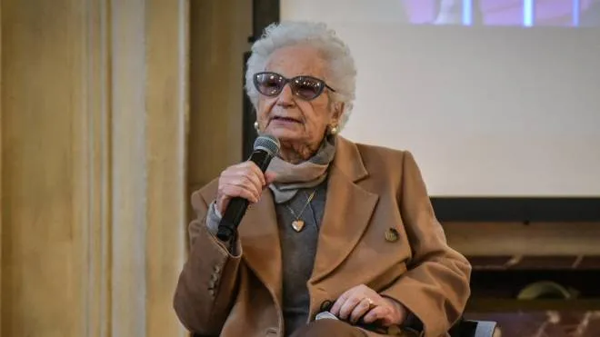 Liliana Segre all'evento �Mai pi� genocidi. Il comandamento morale dei Giusti� a Palazzo Marino, Milano, 3 marzo 2022. ANSA/MATTEO CORNER