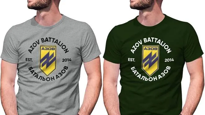 Due magliette del battaglione Azov in vendita su Amazon